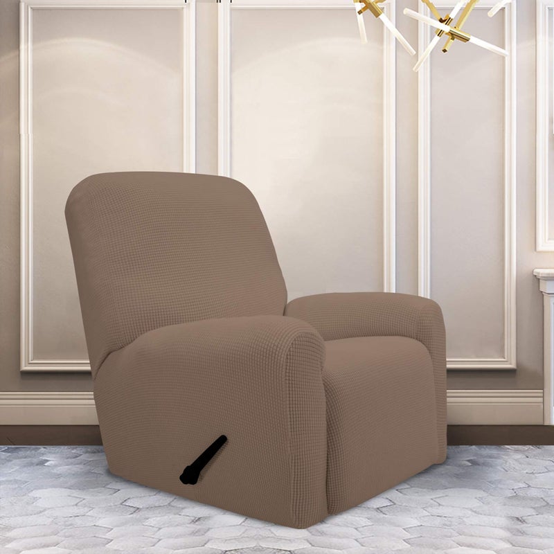 PureFit Stretch Recliner Sofa Slipcover with Pocket â€“ Spandex Jacquard Non Slip Soft Couch Sofa Cover, Washable Furniture Protector with Elastic Bottom for Kids (Recliner, Camel) - Image 2